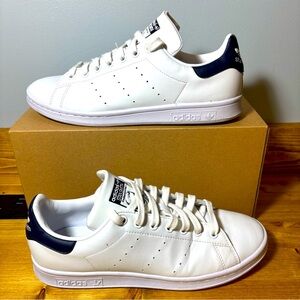 Adidas Stan Smith Classic Sneakers Mens White Blue Leather sz 8.5